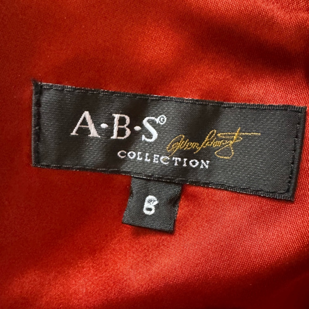A.B.S. Allen Schwartz Copper Satin Pleated Cocktail Dress Size 6 Wedding Formal - Picture 9 of 13